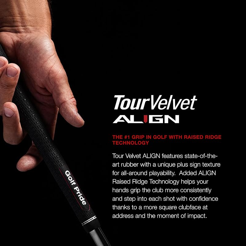 Golf Pride Tour Velvet ALIGN Golf Grip, Midsize & Standard - Variation: Standard+3-Pack