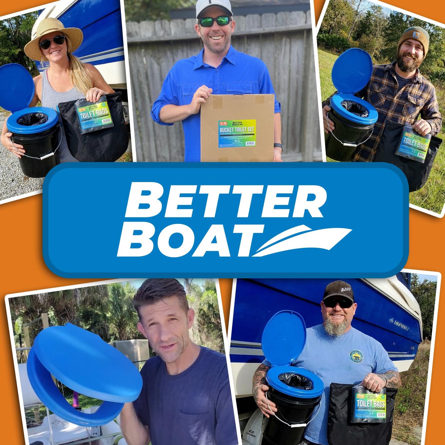 Better Boat Portable Camping Toilet Kit, 5-Gallon & 8-Gallon Bucket Toilet Seat with Lid, Waste Bags & Carry Case for Boating, Outdoor, Travel, and Emergency Use. Ideal Bathroom Solution for Adults