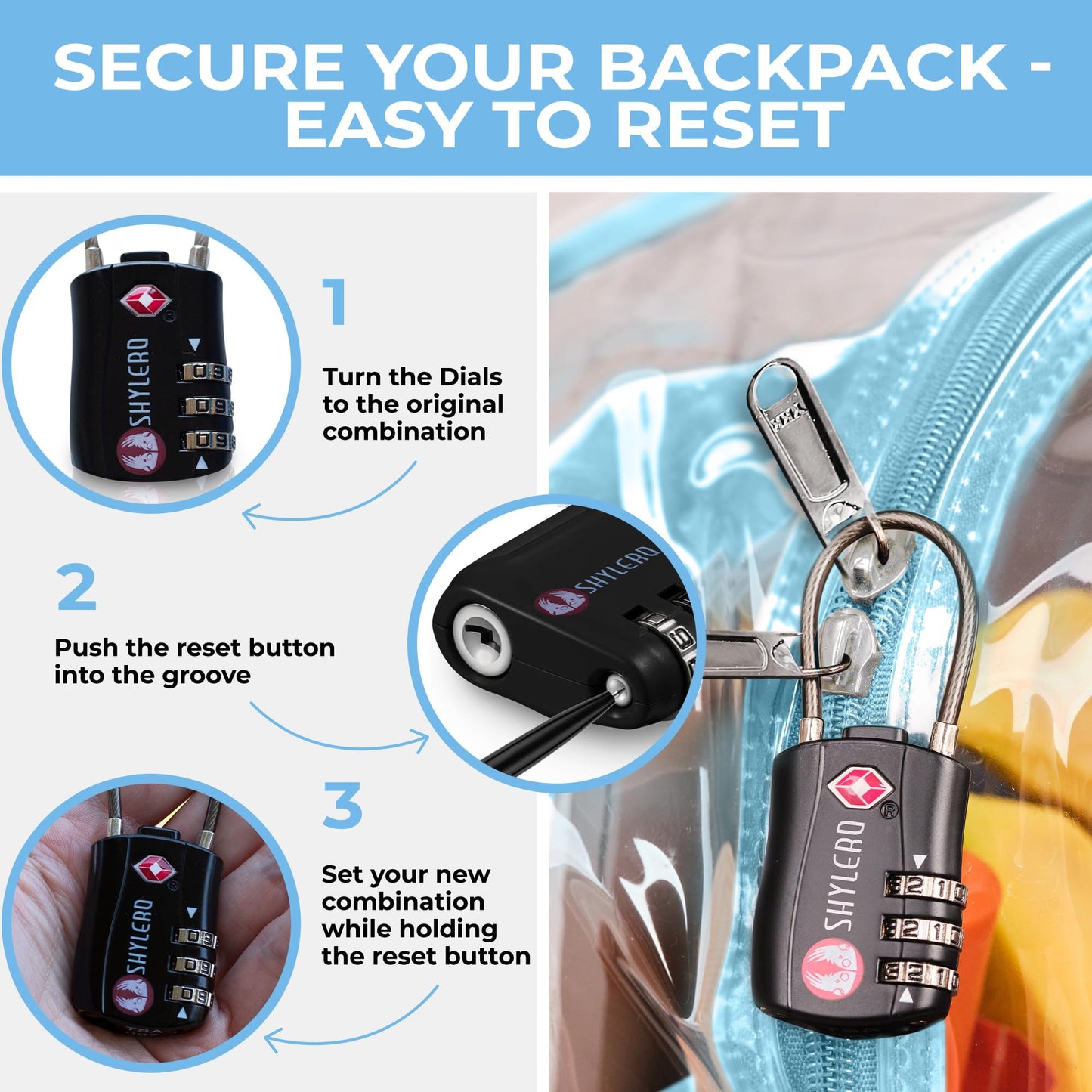 Clear Backpack Heavy Duty XL - H18''xW14''xD8. Has TSA Lock - Turquoise