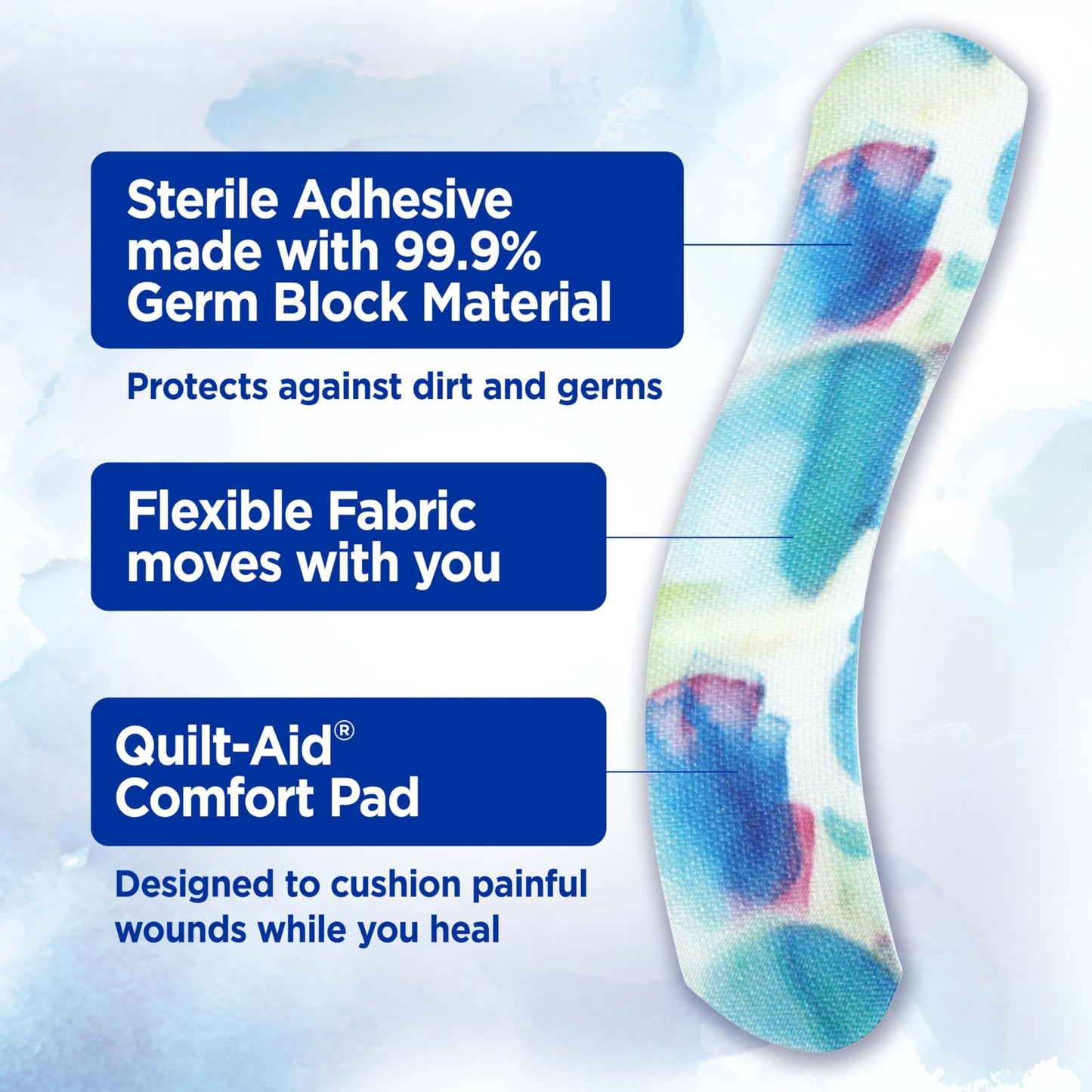 BAND-AID Brand Flexible Fabric Adhesive Bandages, Watercolor Designs, 30 Ct