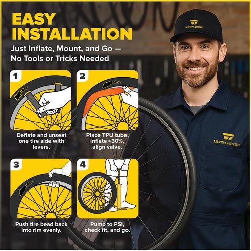 Ultraverse TPU Road Bike Inner Tube 700 x 18-32 with 65mm Presta Valves Ultra Lightweight Tubes for Road and Gravel Bicycles - 2 Pack with Repair Patch Kit
