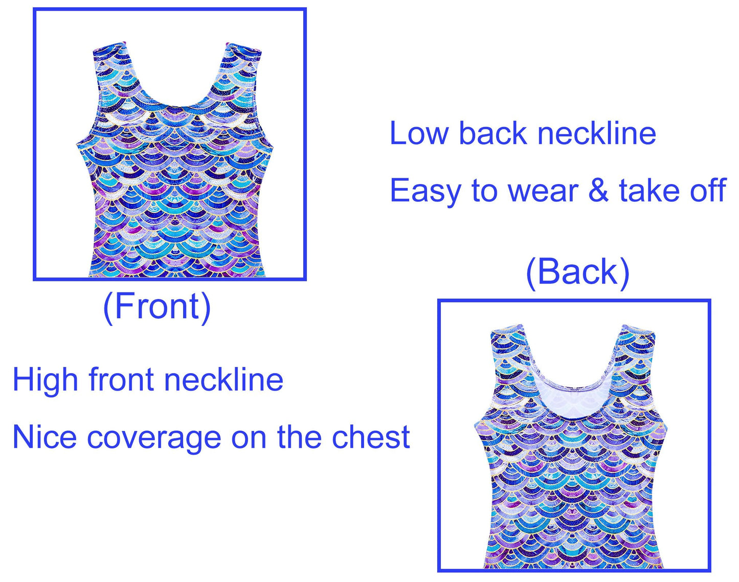 Domusgo Gymnastics Leotards for Girls Size 7-8 Years Old Colorful Scale Sparkly One Piece Tumbling Outfits