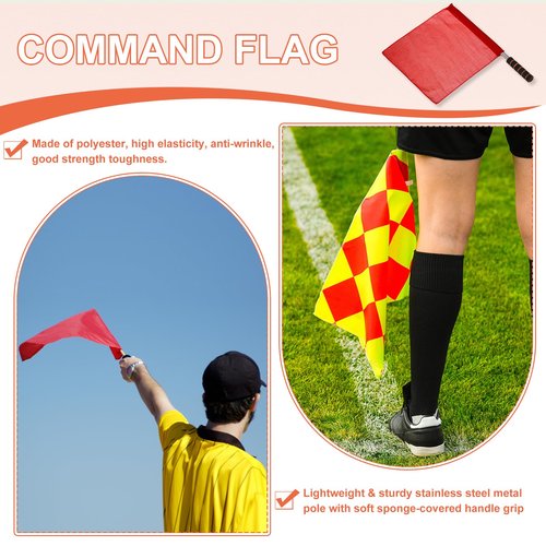 PATIKIL Referee Flag, 4 Pack Stainless Steel Pole Sponge Handle for Football Soccer Track and Field Sports Linesman Command Hand Signal, Yellow