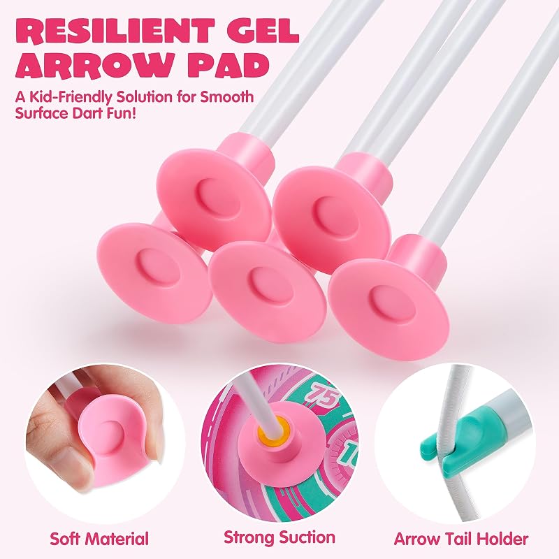 Pink Bow and Arrow Set for Girls with LED Light-Up Bow, 9 Suction Arrows, Target & Case – Indoor/Outdoor Play (Variation: Pink)
