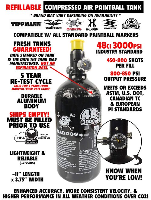 Maddog Tippmann A-5 Titanium HPA Paintball Gun Marker Starter Package - Black