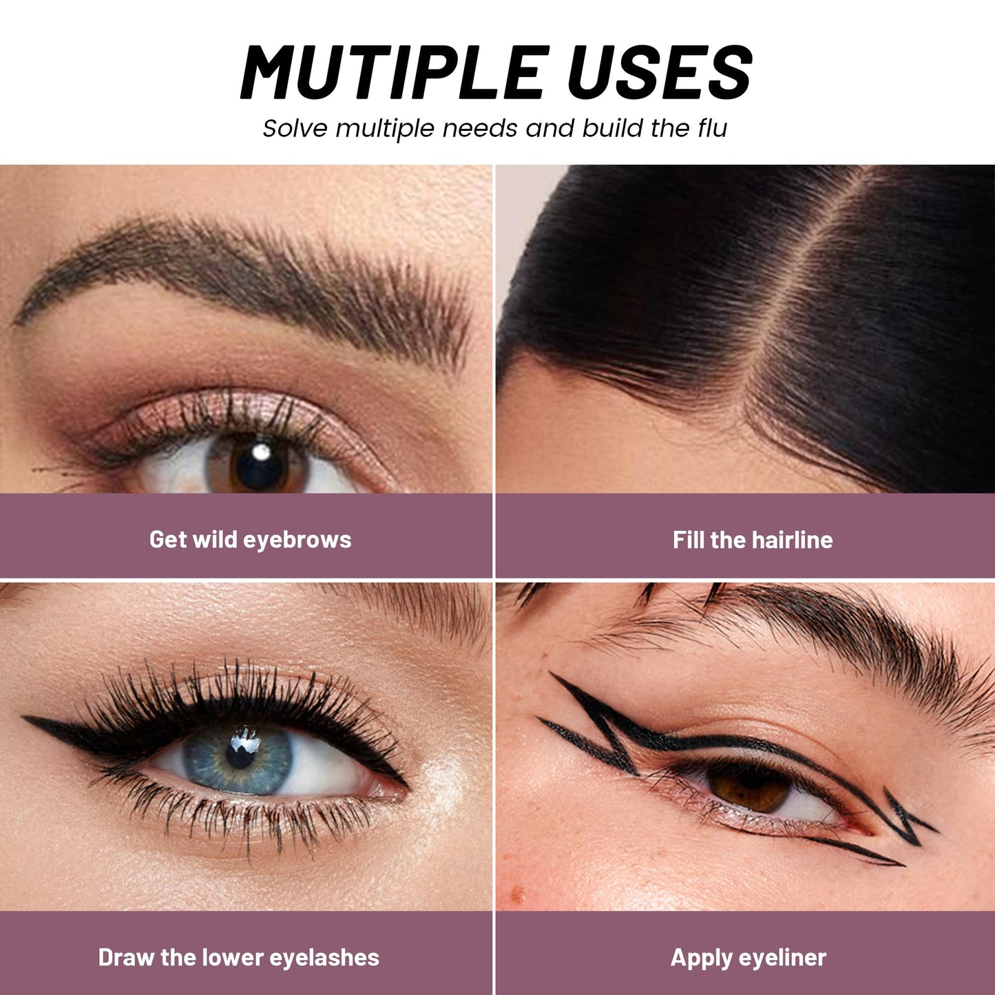 Pudaier Eyebrow Pen, Waterproof Microblading Eyebrow Pencil, 2-in-1 Dual-Ended 4 Tip Eye Brow Makeup Pen for Women with Precise Curved Brush-Tip Create Natural Hair-Like Brows, Last All-Day