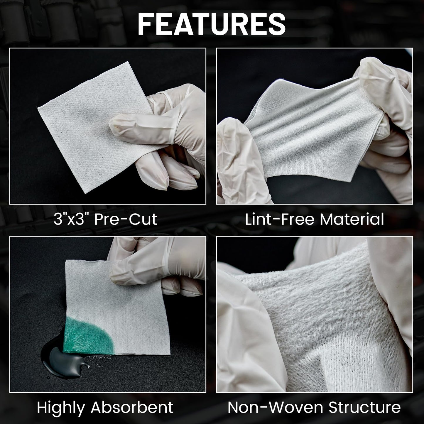 600 PCS 3" Gun Cleaning Patches in Storage Box - Lint Free, Highly Absorbent Nonwoven Cleaning Patches for 12 Gauge to 20 Gauge