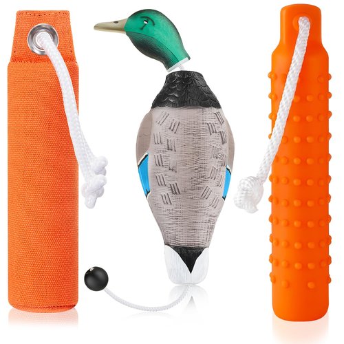 Blueweenly 3 Pcs Canvas Bumper Duck Dummy Bumper Dog Float Toys for Hunting Retriever Training Dog Retriever Outdoor Training Toy Hunting Duck Recognition Trainers