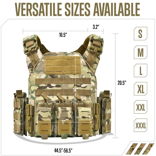 MOCHAR Quick Release Tactical Vest Camo Weighted Vest for Men 1000D Tactical Gear for Outdoor Training Hunting Gaming