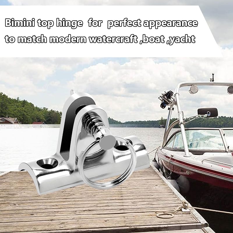 316 Stainless Deck Hinge with Quick Release Pins for Bimini Top (2 Pack)