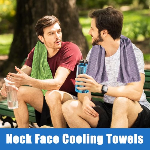 Kuihaazi 10 Pack Cooling Towels,40"x12" Neck Face Cooling Towels,Soft Breathable Chilly Towel for Women,Men,Sport,Yoga,Golf,Gym,Camping,Running,Fitness