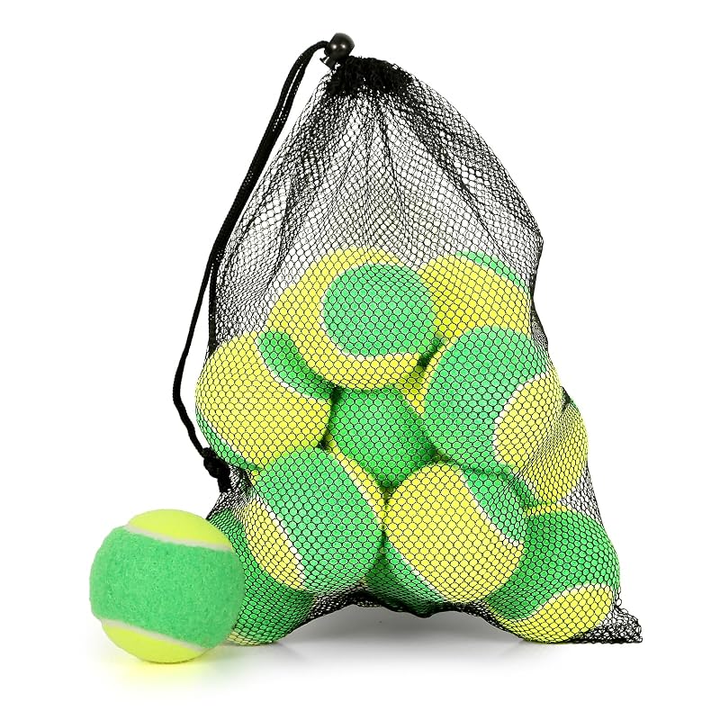 Kids Tennis Balls - Low-Compression Training Balls for Beginners 12-Pack Green