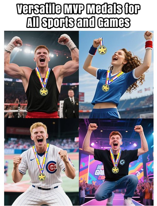 BSTWARM MVP Champion Awards Medals for Sports - 3.15'' Heavy Duty Basketball, Football, Soccer, Baseball, Softball - Team MVP Gift with Neck Ribbons