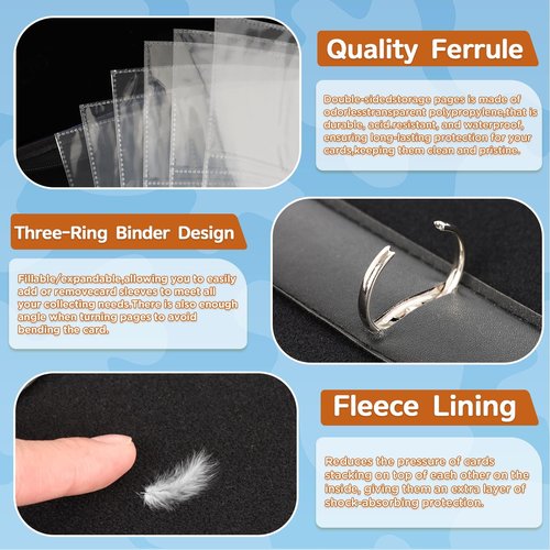 LZSIG Card Binder 9-Pockets, 1008 Cards Holder with 56 Removable Sleeves, 3-Ring Zipper Sports Book Compatible with TCG, MTG and Game Cards, Trading Card Collector Album