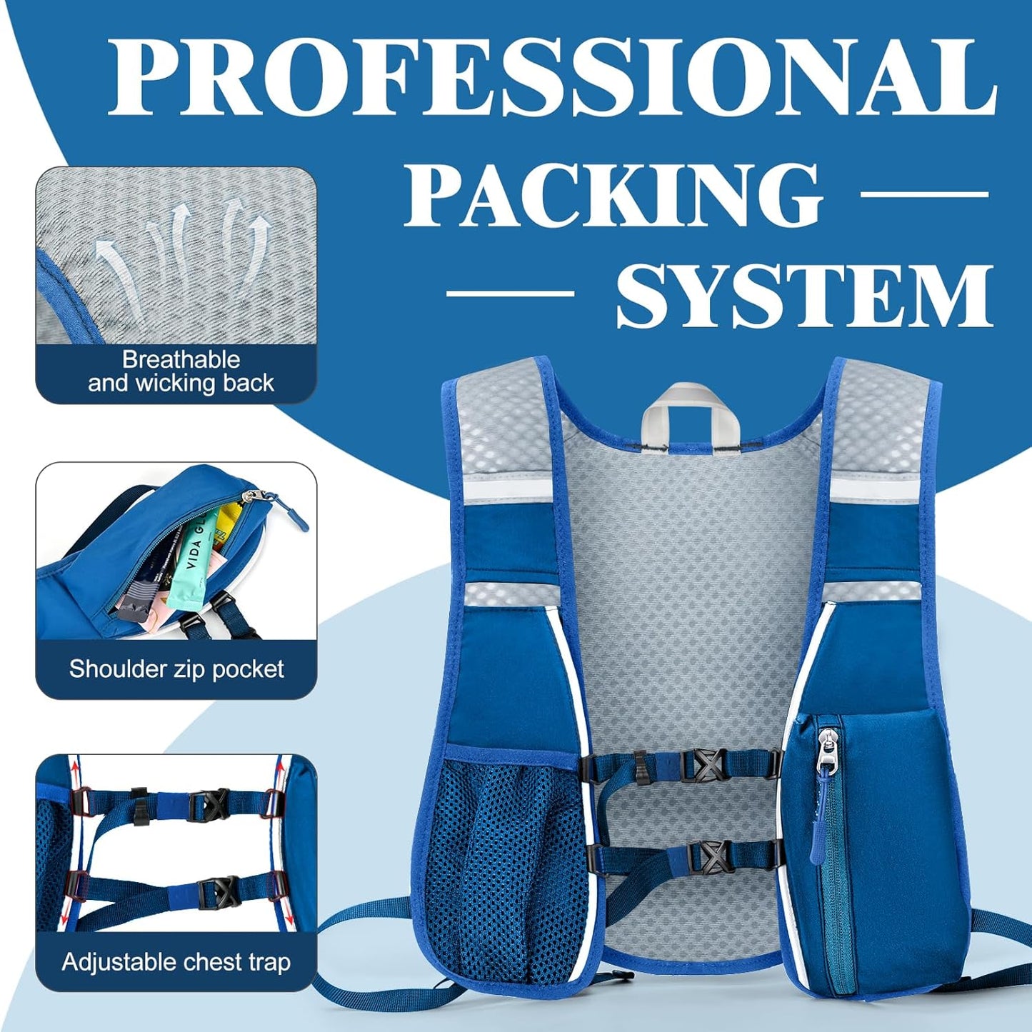 Hydration Backpack with 2L Water Bladder Bag, Lightweight and Breathable Running Vest for Men, Adjustable Chest Straps Water Pack for Cycling Hiking Climbing Outdoor