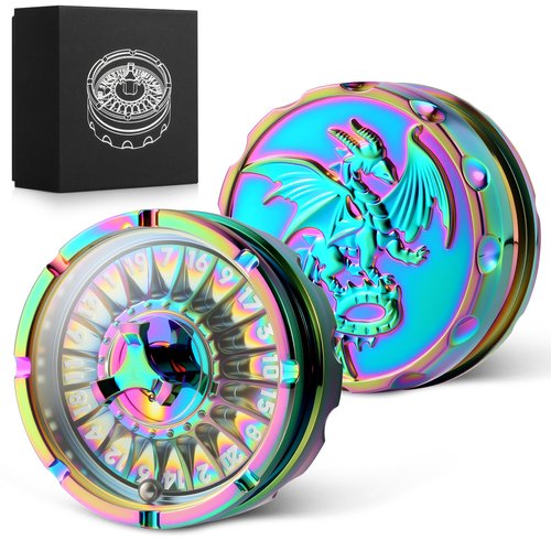 DNDND Roulette D20 Metal Spinner Dice with Gift Box for Dungeons and Dragon D&D RPG & Table Games (Rainbow)