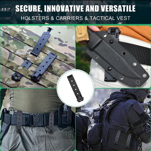 JR 3" Molle Clips 4-Pack, Molle Attachment Clips with Mounting Hardware for Vests, Backpacks, Pouches, Holsters, Locking Belt Clips Black, 3'' Clip Adapter (Pair with Mounting Hardware)