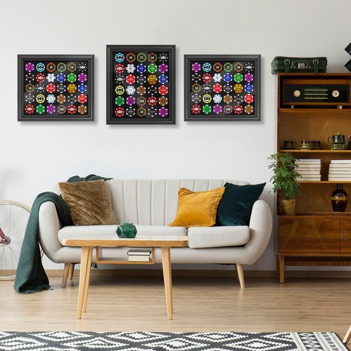 Silipull 30 Poker Chip Display Case 13. 5 x 11. 5 Inch Poker Chip Holder for 39/40mm Wall Mount or Tabletop Display Frame for Collectors Souvenir Gift