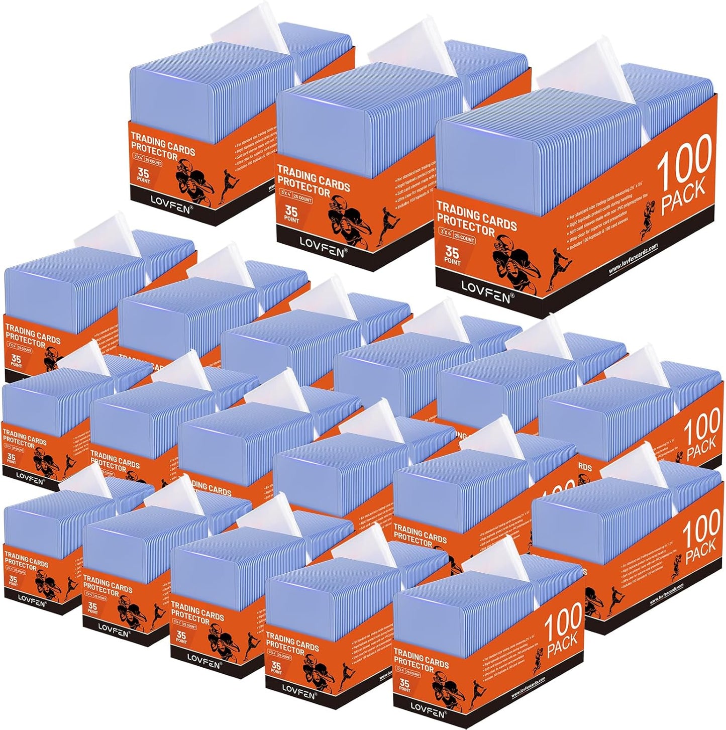 200 Toploads for Cards & Penny Sleeves 35PT Hard Plastic Card Holders 3x4 Baseball Card Protectors for TCG Sports Football Collectible Cards