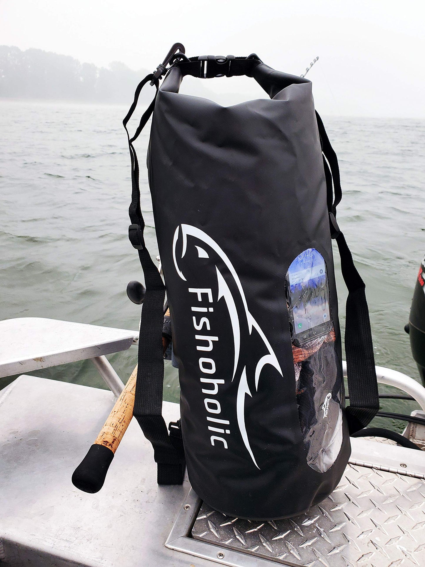 Fishoholic Dry Bag - Waterproof Gear Bags - Fail-Safe Snap - Made Tough & Durable for Kayaking Boating Fishing Hiking Camping Paddle Board & Tailgaiting (Blk, 30L)