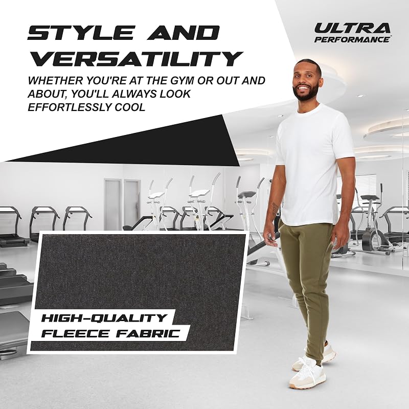 Ultra Performance Joggers for Men with Pockets - Black / Char / Dk Olive, Medium
