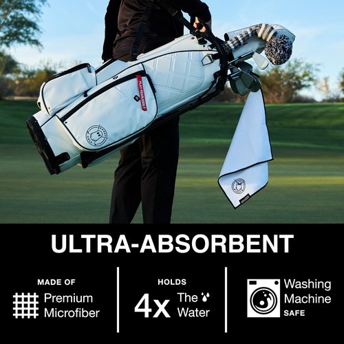 Ghost Golf Magnetic Towel (Greenside) - Premium Ultra-Absorbent Microfiber Golf Towel with Magnet for Golf Carts or Clubs - 18" x 18" Golfing Gear - Waffle Weave Pattern (Black)