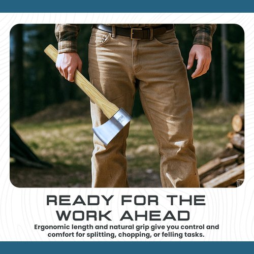 Replacement Axe Handle for Prandi Yankee Hatchet – 15 Inch Curved Ash Wood Handle with Wedge and Ring – Fits Small Hatchets, Axes, Gardening, Camping, Splitting, Tool Repair Tasks