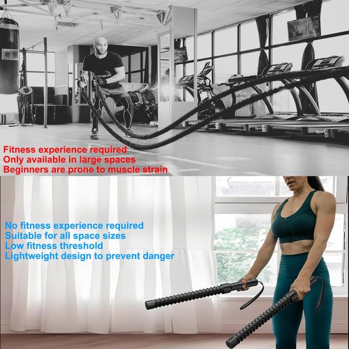 Dzorun Ropeless Battle Ropes Weighted Workout Rope Fitness Exercise Training Bar for Home Gym