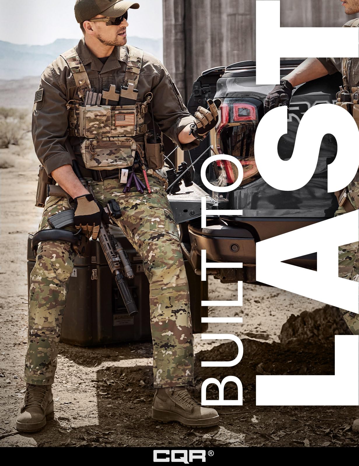 CQR Men's Tactical Pants, Water Resistant Ripstop Cargo Pants, Lightweight EDC Work Hiking Pants, Outdoor Apparel, Duratex Mag Pocket Utility Camo, 36W x 30L