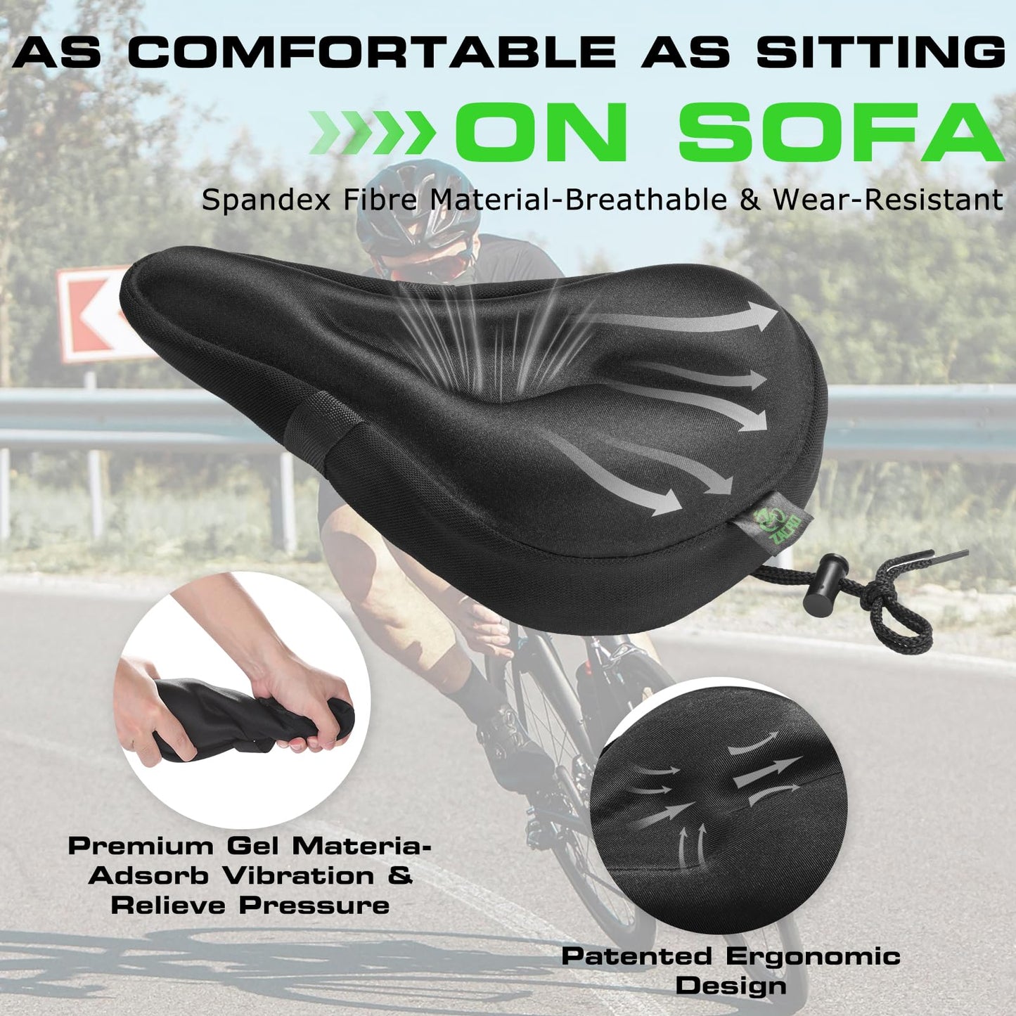 Zacro Gel Bike Seat - Extra Soft Bicycle Saddle Cushion with Water&Dust Resistant Cover