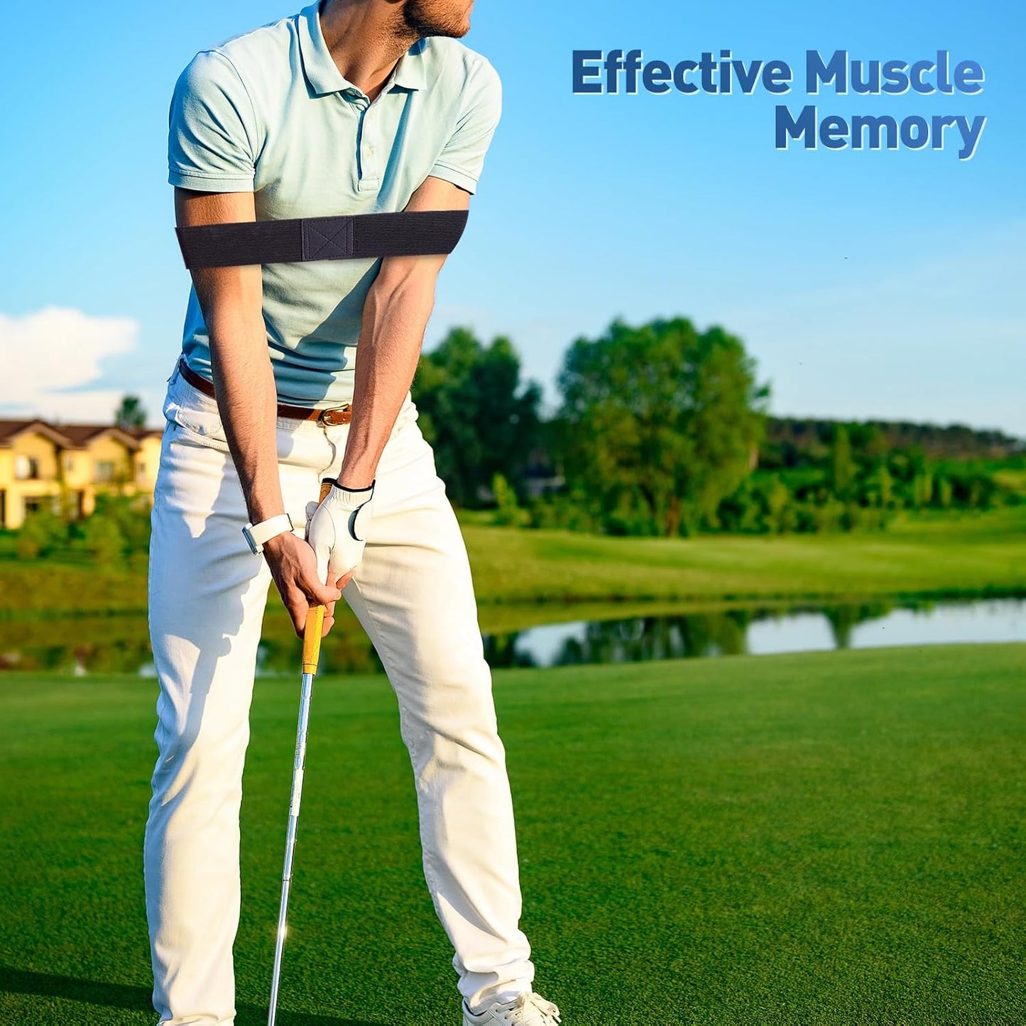 2 Pcs Golf Swing Trainer Aid Swing Correcting Arm Band, Golf Swing Training Aid, Black