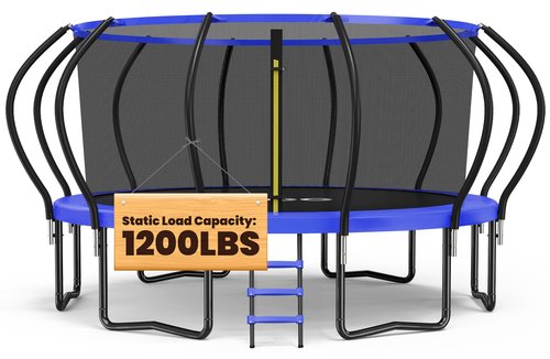ORCC 1200LBS Weight Capacity Trampoline 16 15 14 12 10 8FT Without Basketball Hoop Water Sprinkler Spiral Ground Stakes Outdoor Yard Trampolines for Kids Adults
