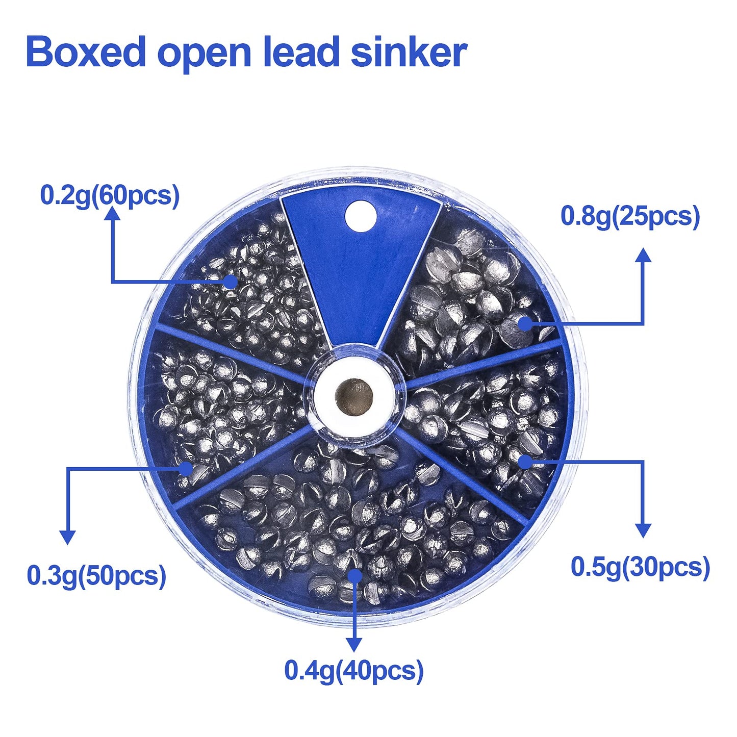 FREGITO Fishing Weight Sinkers,205pcs Weight Sinkers 5 Sizes Lead Weights Round Split Shot Sinker Removable Fishing Weights Sinkers