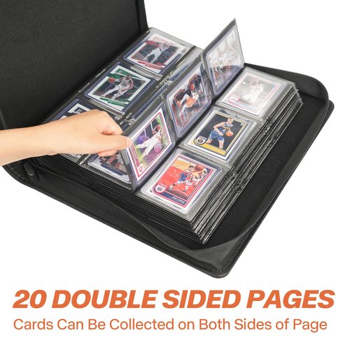 Sibonic 9 Pocket TopLoader Binder, Holds 360 3”x4” Toploader Hard Cases, Sleeves Card Collection Binder, 20 Double Sided Pages, Compatible with Trading & Sports Holder - Orange