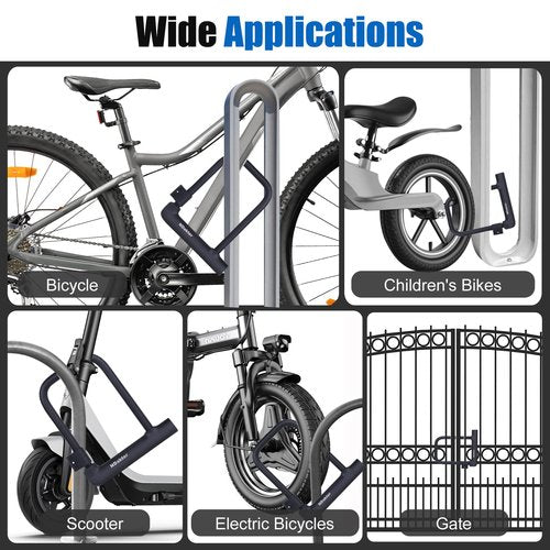 Bike U-Lock,14mm Mini Lightweight Bicycle U-Shaped Lock with 2 Keys,Portable Heavy-Duty and Solid Bicycle Lock for Mountain Bikes, Road Bikes, Shop Doors, with Sturdy Mounting Bracket