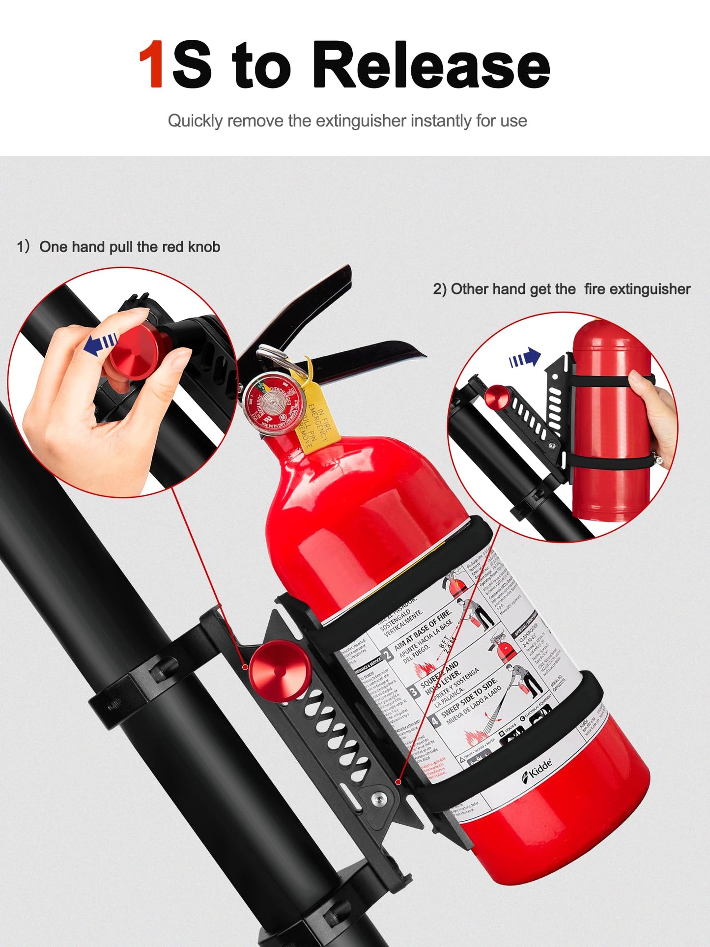 ZIDIYORUO UTV Fire Extinguisher Mount, Roll Bar Fire Extinguisher Holder