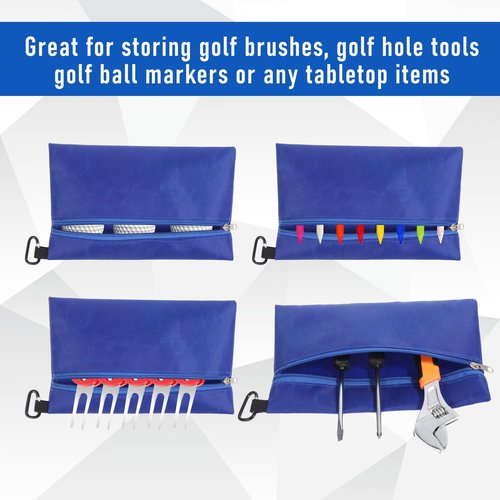 Aeaocvo 2 Pack Golf Tee Pouch, 9.84 X 5.9 Zipper Ball Clip Pouch, Golf Ball Storage Accessory Bag with Keychain for Men Women Gift