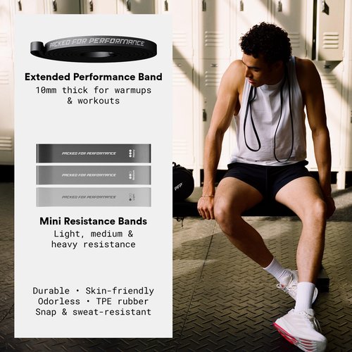 Packed for Performance Mobility Pack, 6-Piece Workout Set - at Home & On-The-Go Exercise Recovery Tools - Foam Roller, Extended Performance & Mini Resistance Band, Massage Tool & Carry Case with Clip