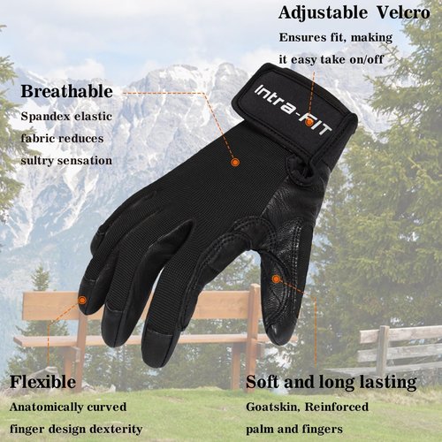 Intra-FIT Breathable Climbing Gloves,Full-Finger Padded Hiking/Rope Gloves for Rappelling Rock Climbing Sailing Adventure(M,One Pair)