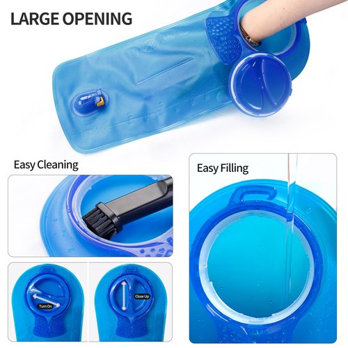 Unigear Hydration Bladder, 1.5L/2L/2.5L/3L Water Bladde Non-BPA and odorless for Backpacking, Biking, Hiking and Camping (Blue, 2L)