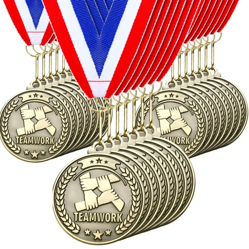 Quelay 30 Pcs 2'' Gold Medals for Awards,Winner Encourage Team Participation for Kids Adults Trophy Award Prize Gift Competitions Graduation Party(Teamwork)