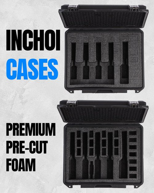 Gun Case for 5 Handguns, Hard Shell Pistol Case with 5 Gun Slots & 19 Magazines Slots, Heavy-Duty Waterproof TSA Firearm Air Travel Carrying Case Fits Glock, Beretta, S&W, Sig Sauer with Pre-Cut Foam