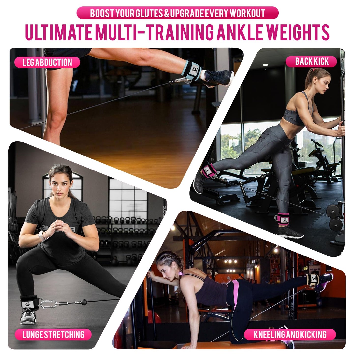 Slim Panda Ankle Strap for Cable Machine,Ankle Cuff for Kickbacks, Booty Hip Abductors,Glute Workouts, Leg Extensions, Curls for Men and Women, Adjustable with Double D-Rings (Single, Black)