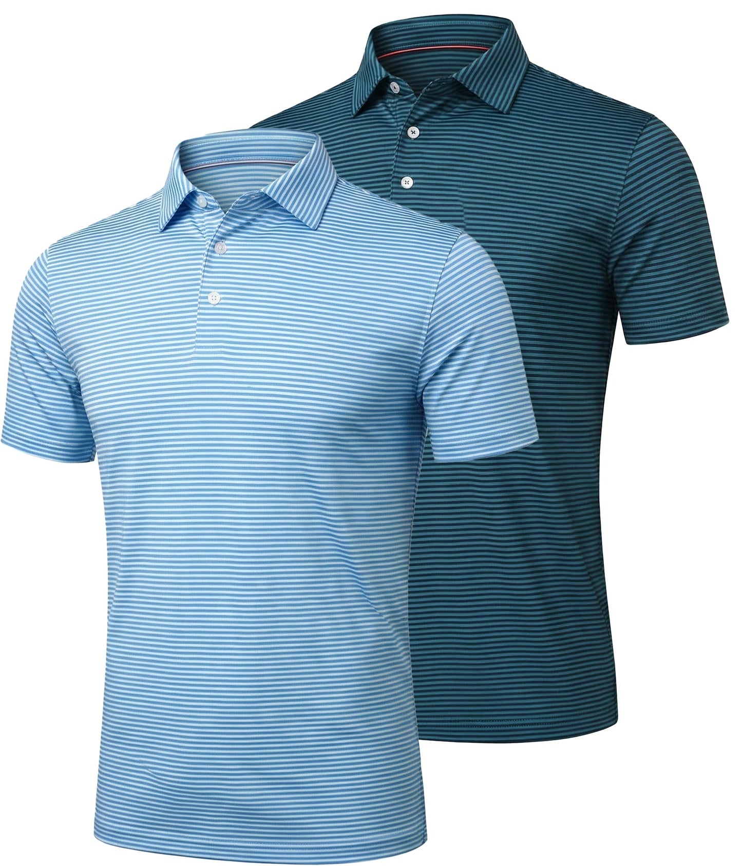 2 Pack Men's Golf Polo Shirts Short Sleeve Dry Fit Print Performance Mositure Wicking Golf Shirts for Men Casual XL