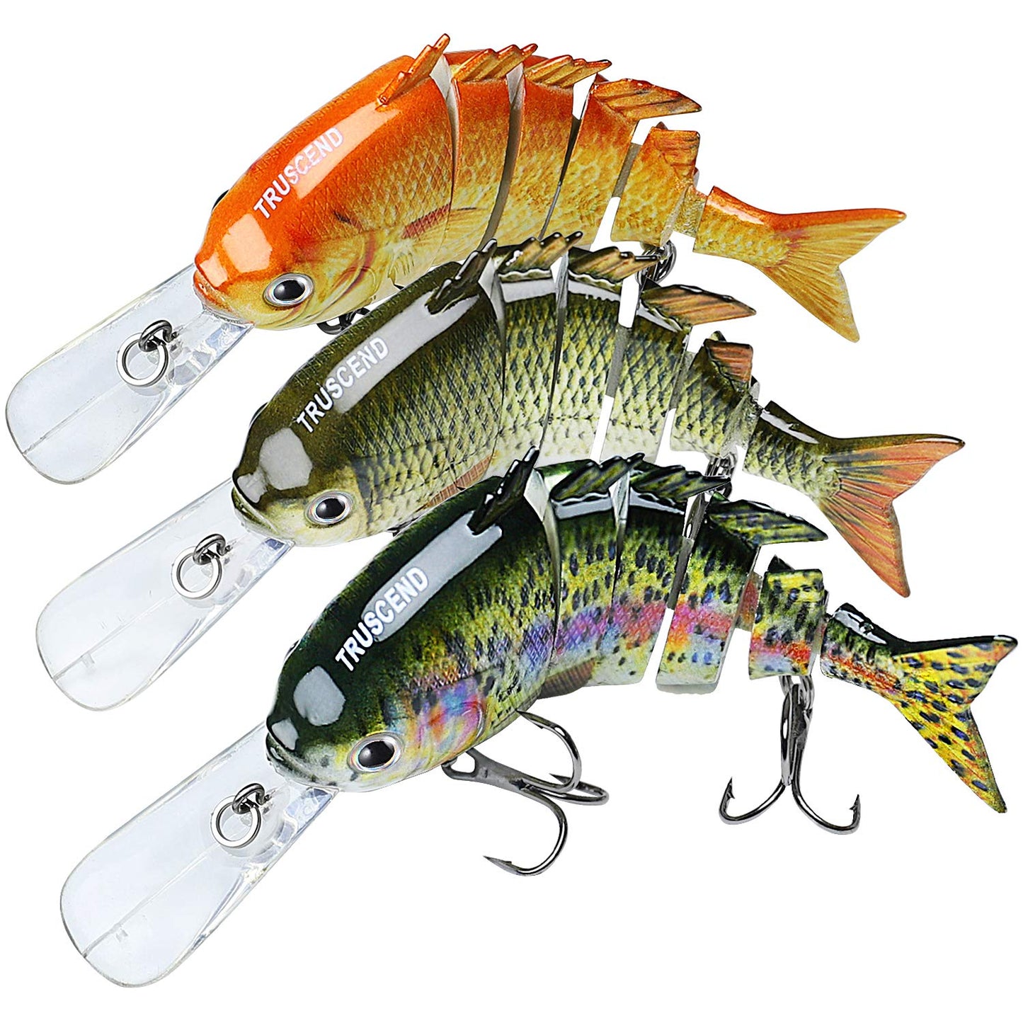 TRUSCEND Easy Catch SwimMax with BKK Hooks, Magic Noisy Wiggling and Vibrating Actions for More Bites, Lifelike Fishing Lures for Bass Trout Walleye Crappie, Strongest Dyneema Fiber Jointed Swimbaits