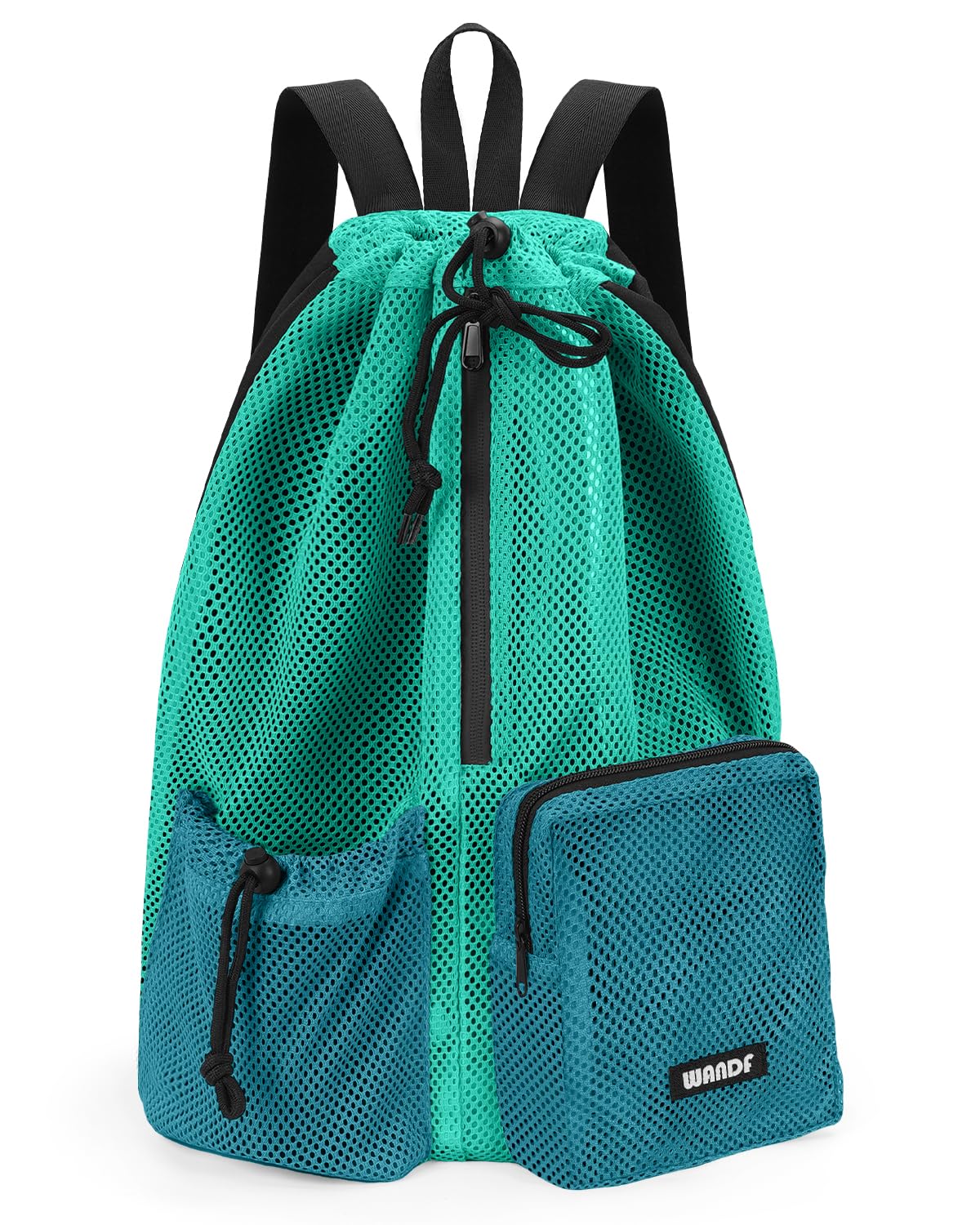 WANDF Swim Bag for Swimmers, Mesh Beach Backpack (L,Turquoise)