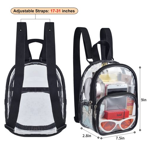 USPECLARE Clear Mini Backpack Stadium Approved for Girls, for Concert, Festival, Sport Events&Daily Use
