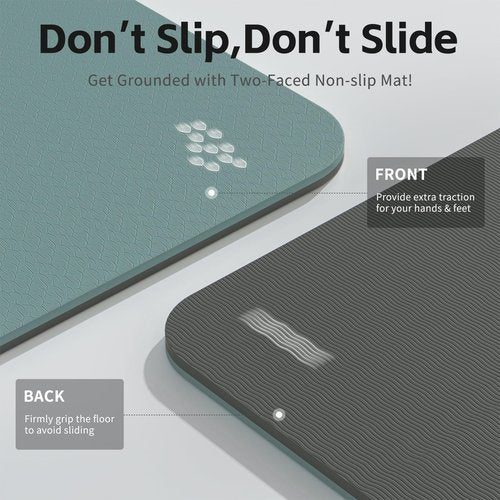 PAIDU Yoga Mat 8mm Super Thick TPE Fitness Mat | SGS Certified | Non-Slip, Odorless & Tear-Resistant | Unisex with Strap | for Yoga, Pilates, Meditation & Home Workouts （Deepgreen&Gray）