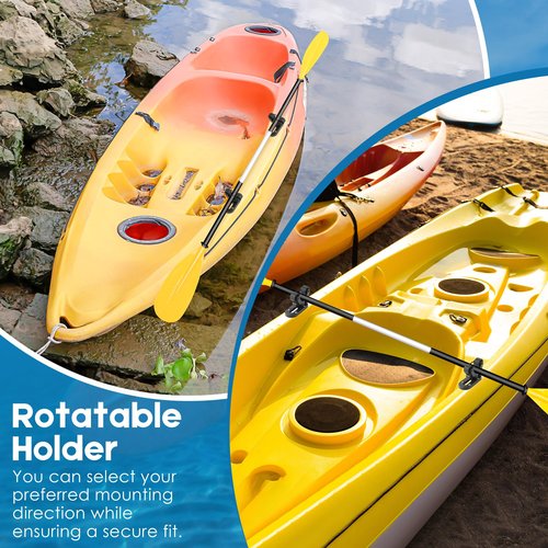 Saillong 2 Set Kayak Paddle Holder & Kayak Track Kit, Secure Paddle Holder with Elastic Strap, Low Profile Track with Reliable Edges for Fishing Rail Mount Accessories