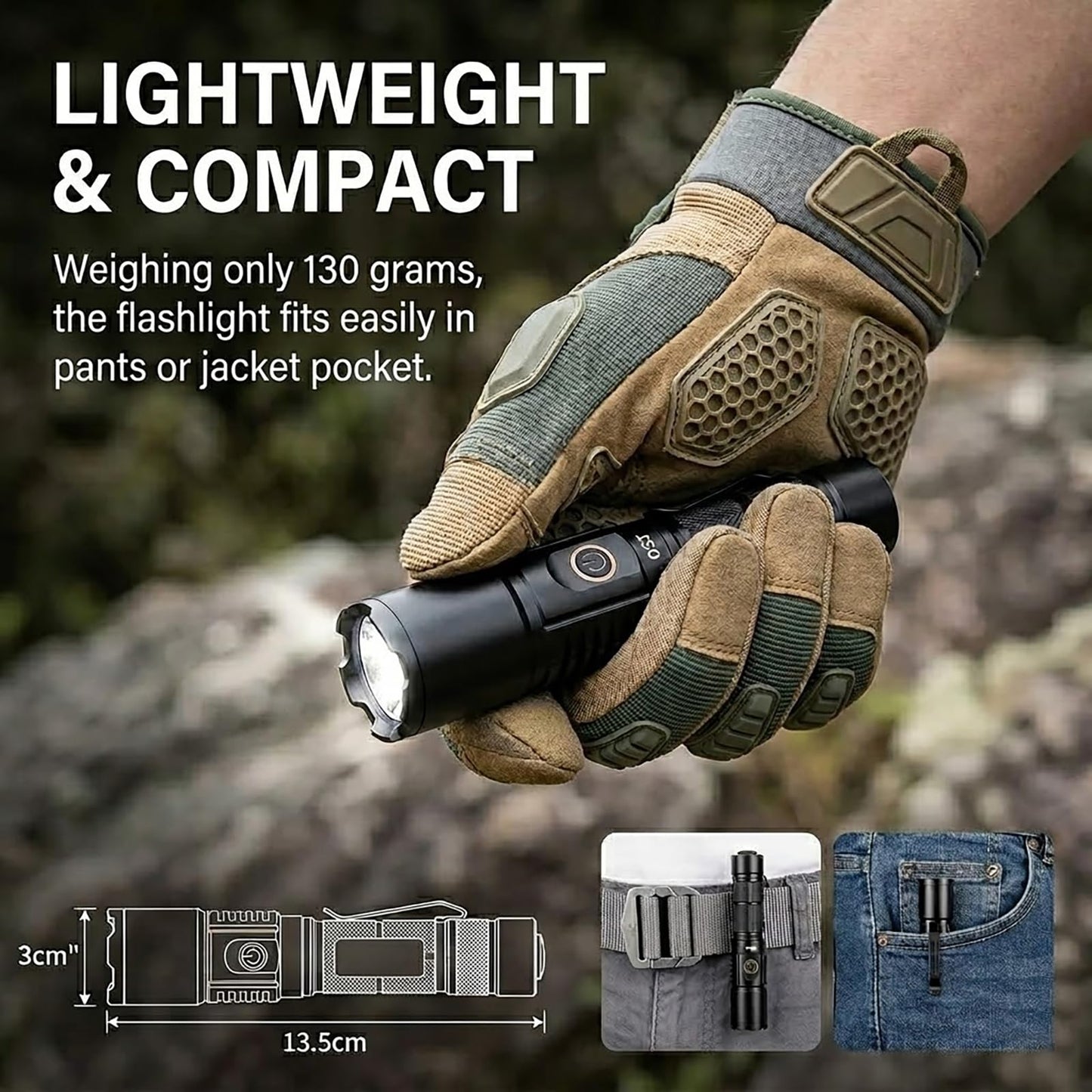 Rechargeable Flashlight,2000 Lumen Tactical Flashlight,Dog Walking Flashlight Fits Pocket & Backpack Clip,IPX4 Waterproof EDC Flashlight for Hiking Camping Car Emergency,USB-C Compact LED Torch